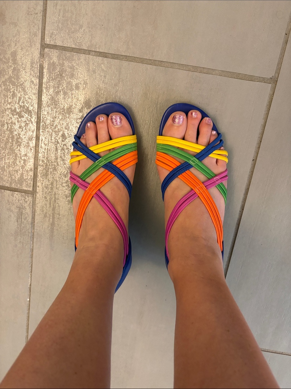 Impo Women’s Multicolor Strappy Sandals - Bright Rainbow Design Size 8